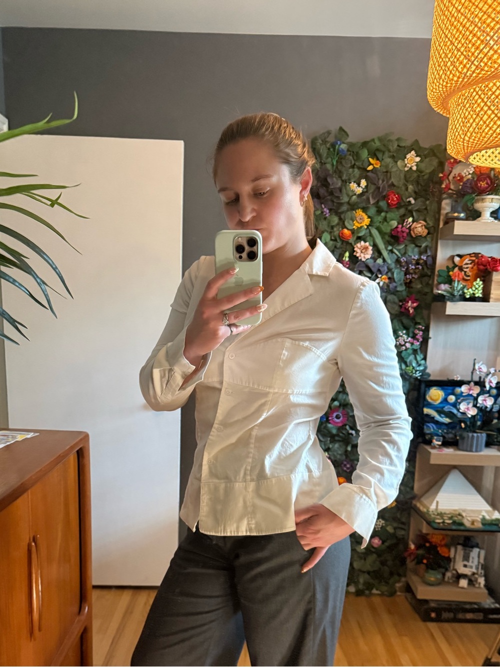 Reformation white long sleeve button down